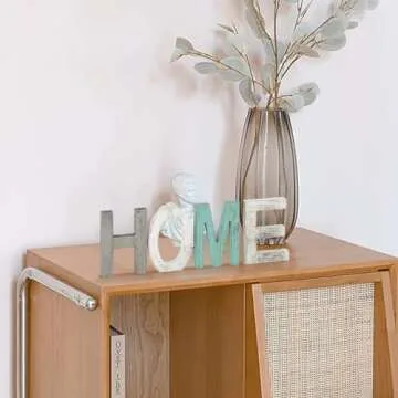 Y&ME Rustic Wood Home Sign, Home Wall Decor for Living Room, Freestanding Wooden Letters, Decorative Home Signs for Entryway Decor 16.5 x 5.9 Inch, Multicolor