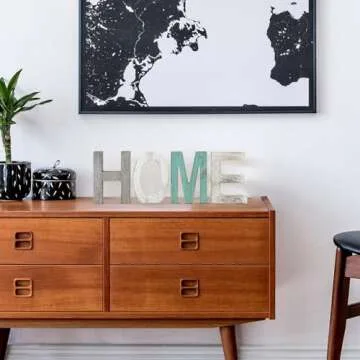 Y&ME Rustic Wood Home Sign, Home Wall Decor for Living Room, Freestanding Wooden Letters, Decorative Home Signs for Entryway Decor 16.5 x 5.9 Inch, Multicolor