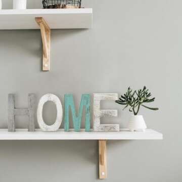 Y&ME Rustic Wood Home Sign, Home Wall Decor for Living Room, Freestanding Wooden Letters, Decorative Home Signs for Entryway Decor 16.5 x 5.9 Inch, Multicolor