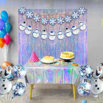 Iridescent Party Streamers Backdrop - GREATRIL Neon Transparent Holographic Tinsel Foil Fringe Curtain for Mermaid/Frozen/Sea/Euphoria/ERAS Party Theme Decorations 2 PCS