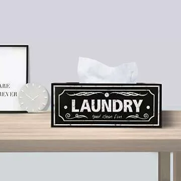 UCUDI Laundry Softener Dispenser Cover Dryer Sheets Holder Box for Laundry Room Sign Wall Art Decor