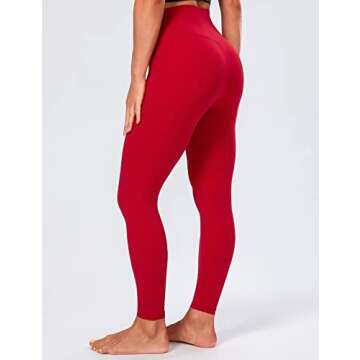 Lavento Women's All Day Soft Yoga Leggings Mid-Rise - No Front Seam Workout Active Legging for Women (Red, 4)