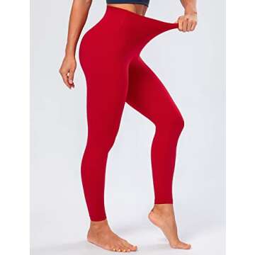 Lavento Women's All Day Soft Yoga Leggings Mid-Rise - No Front Seam Workout Active Legging for Women (Red, 4)