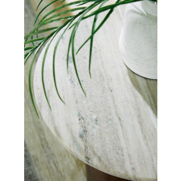 Elegant Accent Table with Marble Top & Cylindrical Legs