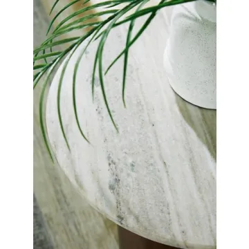 Elegant Accent Table with Marble Top & Cylindrical Legs