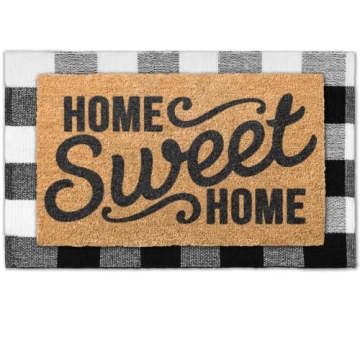 Emerson 100% Coir Doormats, 2-Pack Front Door Mats for Outdoor Entrance – 30” x 18” Welcome Ma...