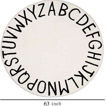 HEBE 5.25ft Round Kids Play Rug ABC Alphabet Nursery Rug for Bedroom Playroom Non Slip Fun Educational Playmat Round Circle Carpet Crawling Mat for Classroom Infant Toddlers