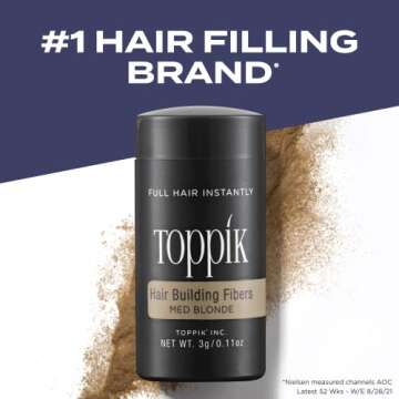 Toppik Hair Building Fibers, Medium Blonde, 12g | Fill In Fine or Thinning Hair | Instantly Thicker,...
