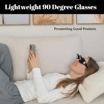 Evelots Laying Down Reading Glasses - Look Down Bed Glasses - High Definition - Lazy Bed Prism Spectacles Horizontal Glasses - Read and Watch TV in Bed - Use Over Your Glasses - Unisex