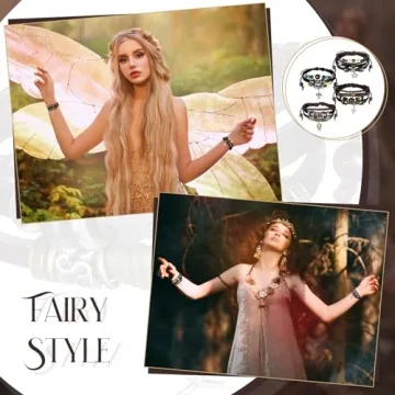 Ferreve 4 Pcs Fairy Grunge Bracelets Fairycore Accessories Multilayer Leather Aesthetic Bracelets Handmade Beaded Bracelets Bohemian Jewelry for Women