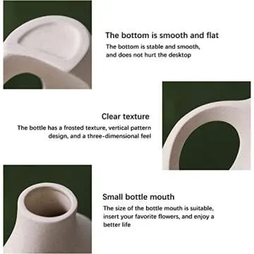 Nordic Ceramic Vase for Home Decor, Modern Handmade Flower Vase for Room Decorative, Set of 2 Table Decoration Centrepieces Boho Vases for Living Room Pampas Grass (White)