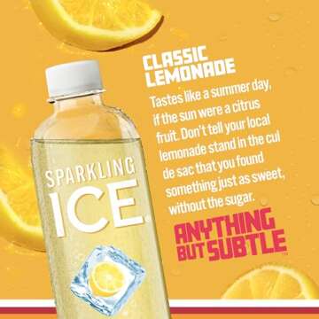 Sparkling Ice, Classic Lemonade Sparkling Water, Zero Sugar Flavored Water, with Vitamins and Antiox...