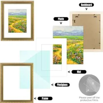 Golden State Art, 16X20 Ornate Vintage Photo Frame with White Mat for 11X14 Pictures or 16X20 Without Mat, Antique Gold with Green Color