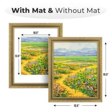 Golden State Art, 16X20 Ornate Vintage Photo Frame with White Mat for 11X14 Pictures or 16X20 Without Mat, Antique Gold with Green Color