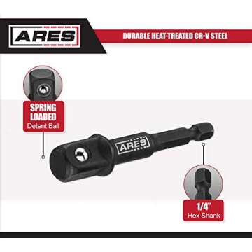 ARES 3-Inch Impact Grade Socket Adapter Set for Drills
