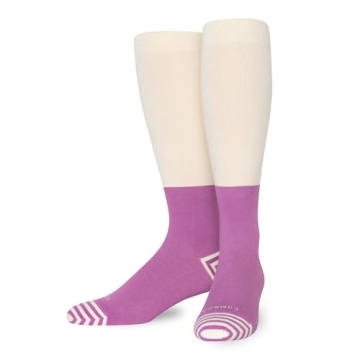 Comrad CloudCotton Knee High Socks - 15-20mmHg Graduated Compression Socks, (Cream/Mulberry Colorblo...