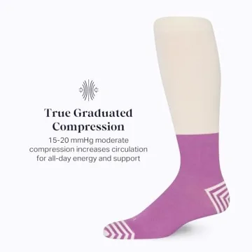 Comrad CloudCotton Knee High Socks - 15-20mmHg Graduated Compression Socks, (Cream/Mulberry Colorblock, Medium)
