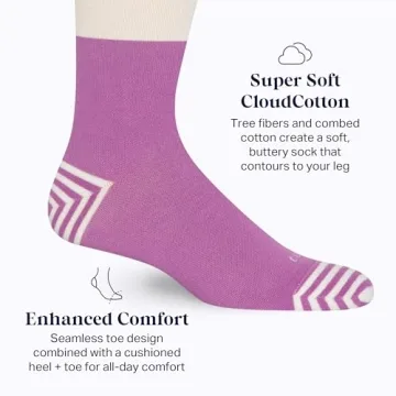 Comrad CloudCotton Knee High Socks - 15-20mmHg Graduated Compression Socks, (Cream/Mulberry Colorblock, Medium)