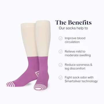 Comrad CloudCotton Knee High Socks - 15-20mmHg Graduated Compression Socks, (Cream/Mulberry Colorblock, Medium)