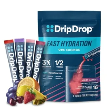 DripDrop Hydration Juicy Variety Pack - Delicious Electrolyte Drink Mix Packets - Ideal for Sports, ...