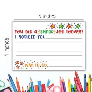 m&h invites Super Job - Teacher Notes to Parents - Classroom Incentive Cards to Send Home - Motivational Good Behavior Cards [Package of 50]