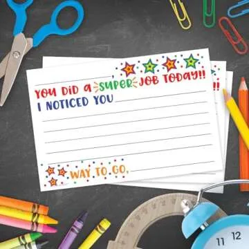 m&h invites Super Job - Teacher Notes to Parents - Classroom Incentive Cards to Send Home - Motivational Good Behavior Cards [Package of 50]