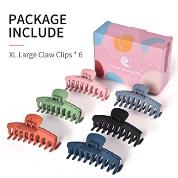 Bealee Nonslip Large Hair Claw Clips for Women 6 Pack