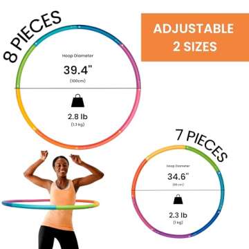 Weighted Hula Hoop for Adults - 2.8lb Detachable Exercise Hoop - Fun & Portable Fitness Circle with ...