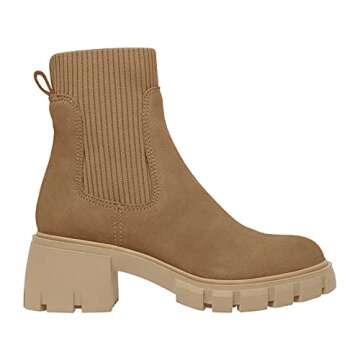 Ruanyu Womens Lug Sole Platform Ankle Boots Elastic Chunky Block Heel Non-Slip Combat Comfortable Ch...