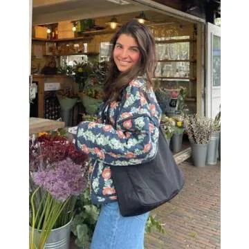 YKR Women's Trendy Cropped Floral Print Puffer Jacket