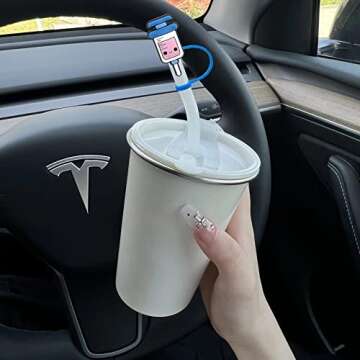 6Pcs Straw Covers, Silicone Straw Tip Covers, Straw Toppers for Tumblers, Reusable Drinking Dust Pro...