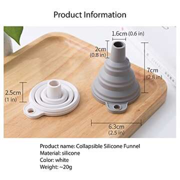 Misitifi collapsible Funnel, Set of 2, Flexible Silicone Foldable Kitchen Funnel for Liquid/Powder Transfer Hopper Food Grade Silicone Funnel