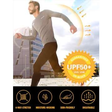 BALEAF Men's Rash Guard Shirts Fishing Long Sleeve UV Sun Protection SPF T-Shirts UPF 50+ Lightweight Beach Gray Size L