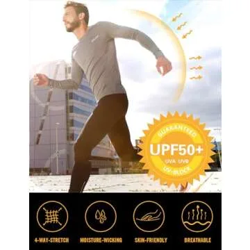 BALEAF Men's Rash Guard Shirts Fishing Long Sleeve UV Sun Protection SPF T-Shirts UPF 50+ Lightweight Beach Gray Size L