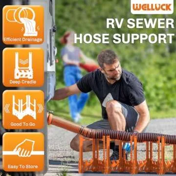 WELLUCK RV Sewer Hose Support 20FT with Adjustable Height