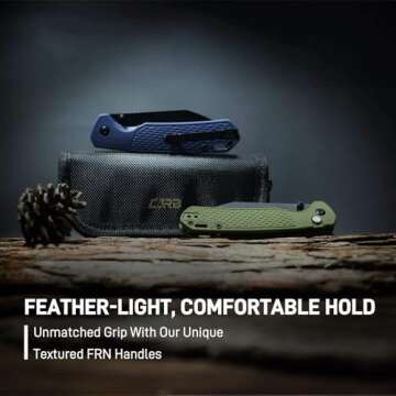 CJRB Pyrite-Light Pocket Knife, Folding Knife with 3.34'' AR-RPM9 Steel Blade EDC Knife Small Pocket...