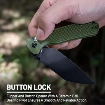 CJRB Pyrite-Light Pocket Knife, Folding Knife with 3.34'' AR-RPM9 Steel Blade EDC Knife Small Pocket Knife with Pocket Clip for Men Women, Suitable for Camping Survival Hiking Knives, J1945 Green