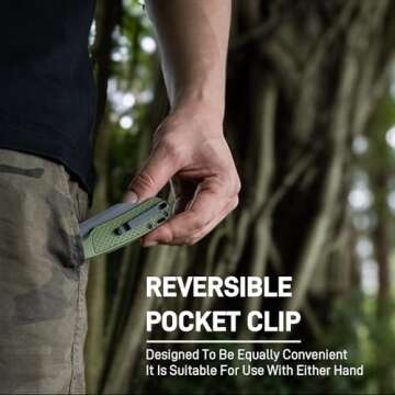 CJRB Pyrite-Light Pocket Knife, Folding Knife with 3.34'' AR-RPM9 Steel Blade EDC Knife Small Pocket Knife with Pocket Clip for Men Women, Suitable for Camping Survival Hiking Knives, J1945 Green