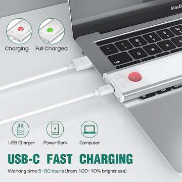 2 Pack Under Cabinet Lights, 52 LED Cold White Rechargeable Under Cabinet Lighting Motion Sensor LED Lights for Kitchen, Counter, Closet, Stairs (Silver - Cold White Light, 12.2 Inch - 2 Pack)