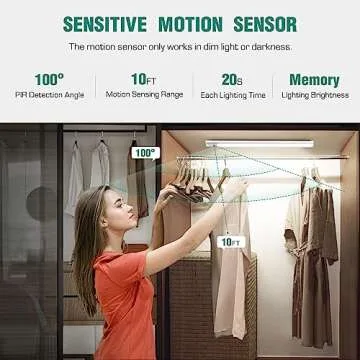 2 Pack Under Cabinet Lights, 52 LED Cold White Rechargeable Under Cabinet Lighting Motion Sensor LED Lights for Kitchen, Counter, Closet, Stairs (Silver - Cold White Light, 12.2 Inch - 2 Pack)