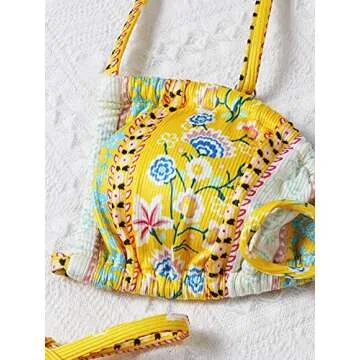 WDIRARA Women's Floral Print Tie Side Bikini Set