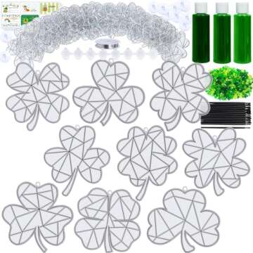 Winlyn 27 Sets St. Patrick's Day Shamrock Suncatchers Ornaments Decorations DIY Window Paint Art Sun...