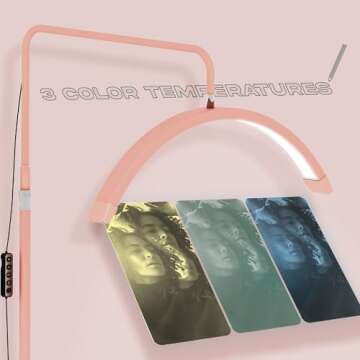 toyshi 23 Inch Eyelash LED Floor Light, Eyelash Extensions LED Light Lamp for Beauty and Content Creation, Adjustible Brightness Arched Lash Light for Lash Extension, Skincare, Eyebrows, Tattoo