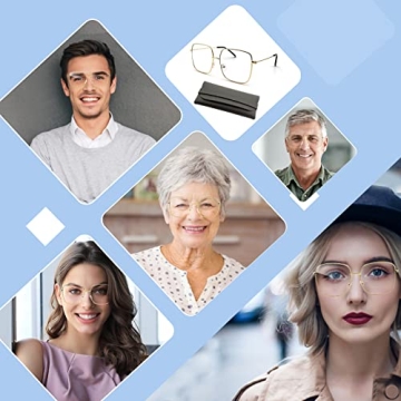 Oversized Gold Square Metal Reading Glasses Blue Light Blocking