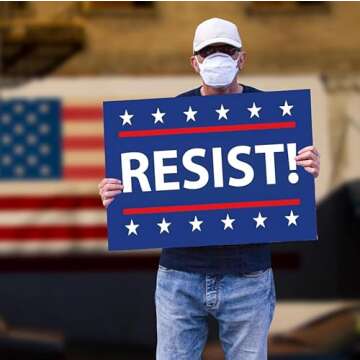 Resist! Sign Anti Trump MAGA Yard Sign Double Sided Corrugated Plastic Outdoor Weatherproof Signs Wi...