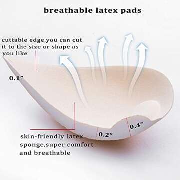 PRETTYWELL Bra Pads Inserts - 2 Pairs of Comfortable Latex Cups for Swimsuits and Sports Bras