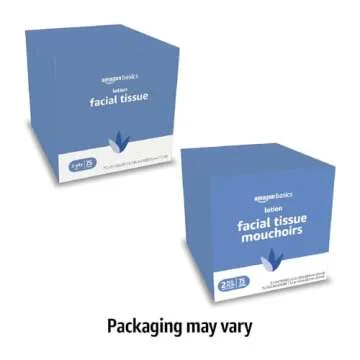 Amazon Basics Facial Tissue with Lotion - 300 Count, 4 Packs