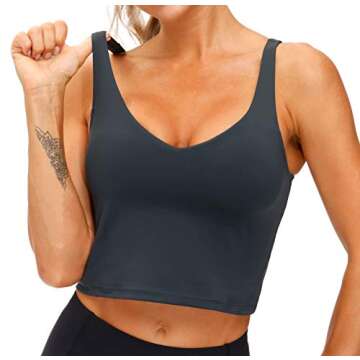 Women’s Longline Sports Bra Wirefree Padded Medium Support Yoga Bras Gym Running Workout Tank Tops...