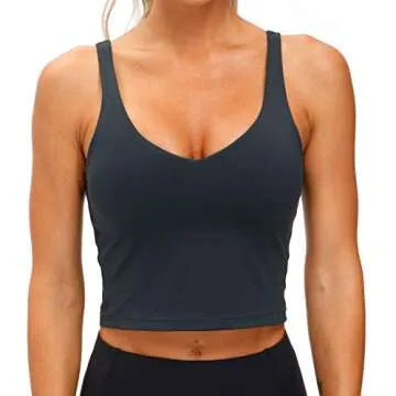 Women’s Longline Sports Bra Wirefree Padded Medium Support Yoga Bras Gym Running Workout Tank Tops (Charcoal Grey, X-Small)