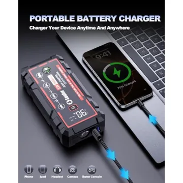 5000A Portable Jump Starter with Quick Charge and Flashlight